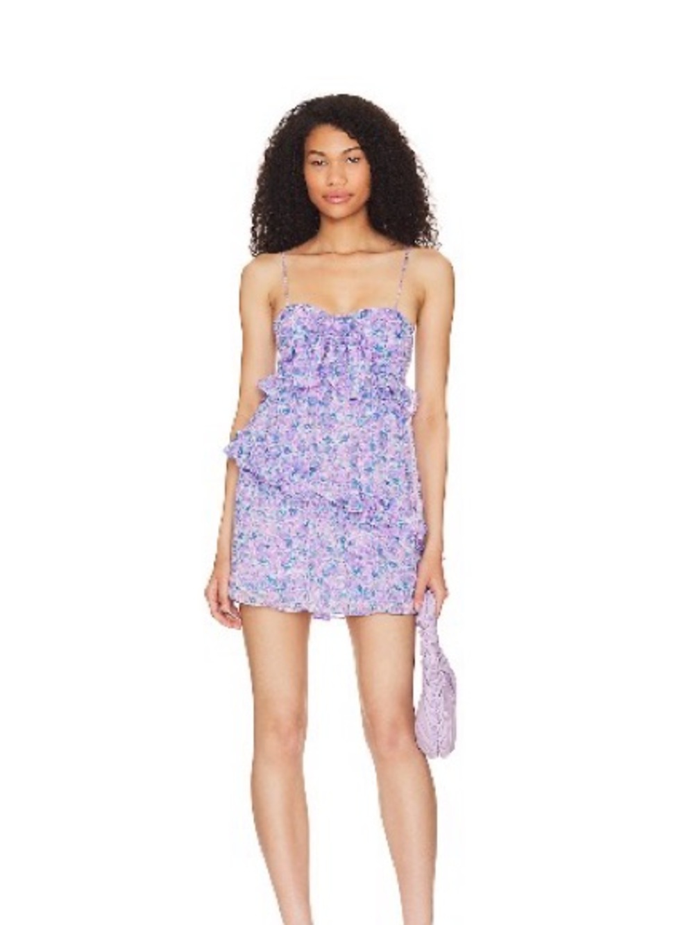 Floral Ruffle Mini Dress - Lavender - Picture 5 of 5